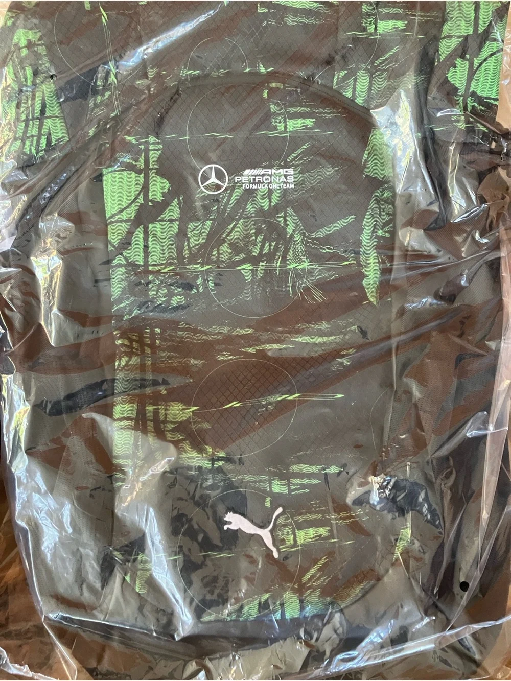 Puma Black Backpack with Green Accents Mercedes-AMG Petronas